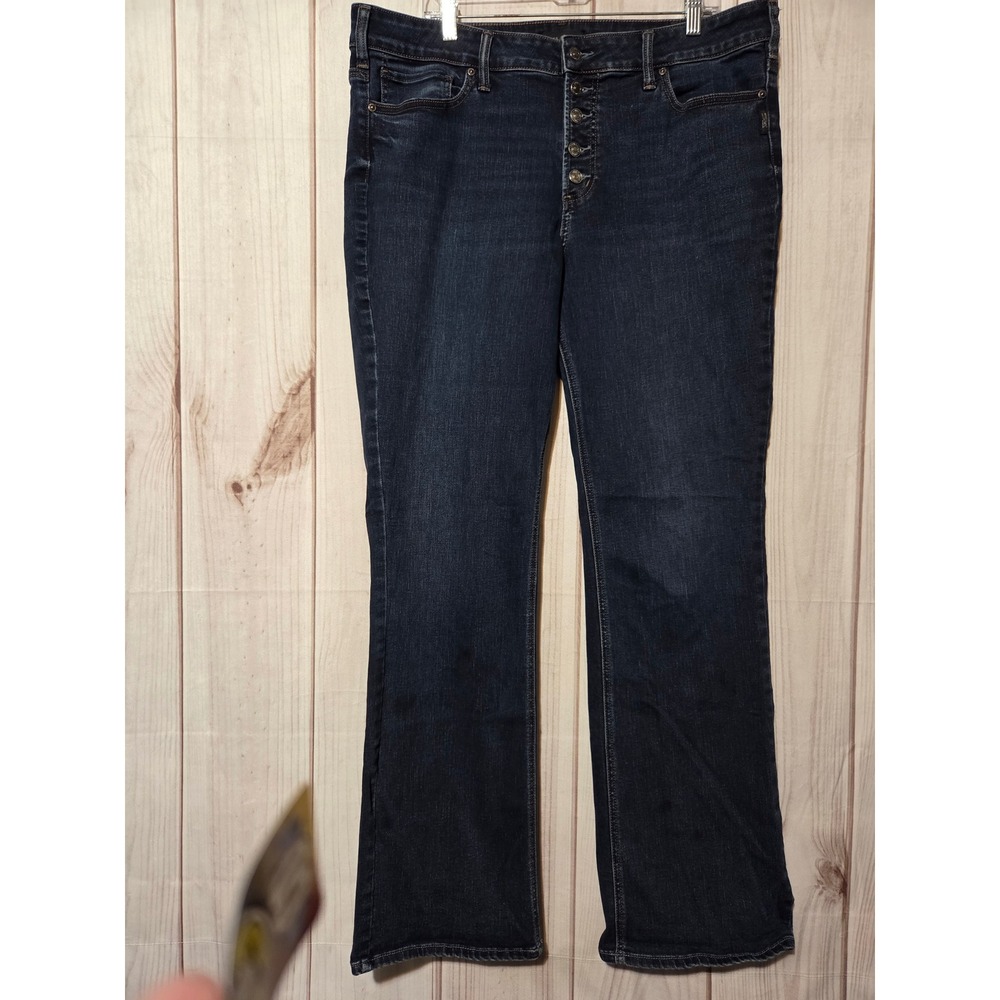 Silver Jeans Co Suki Slim Boot Indigo Blue Button Fly Jeans 18W Dark Wash